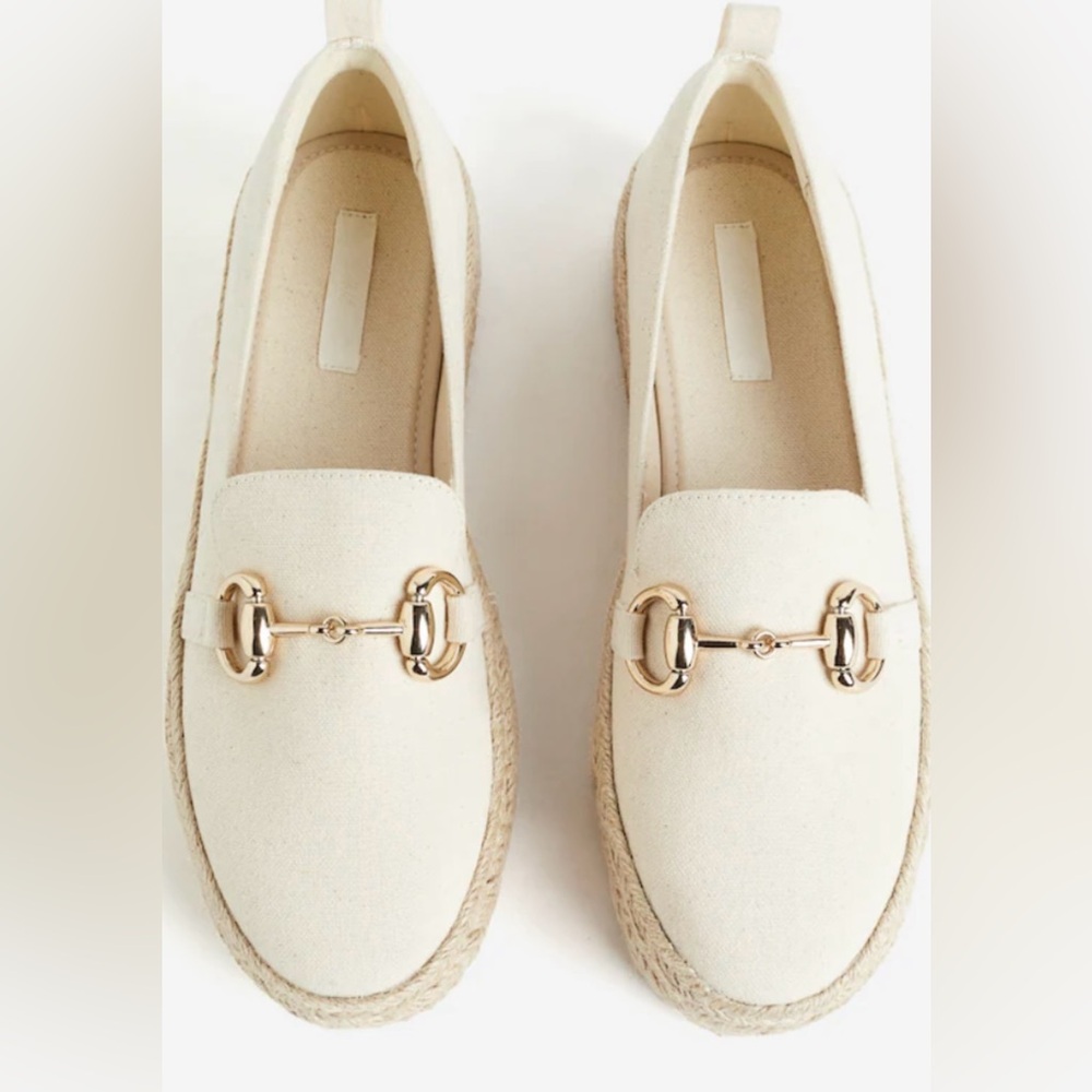 H&M Cream Espadrilles with Gold Accent